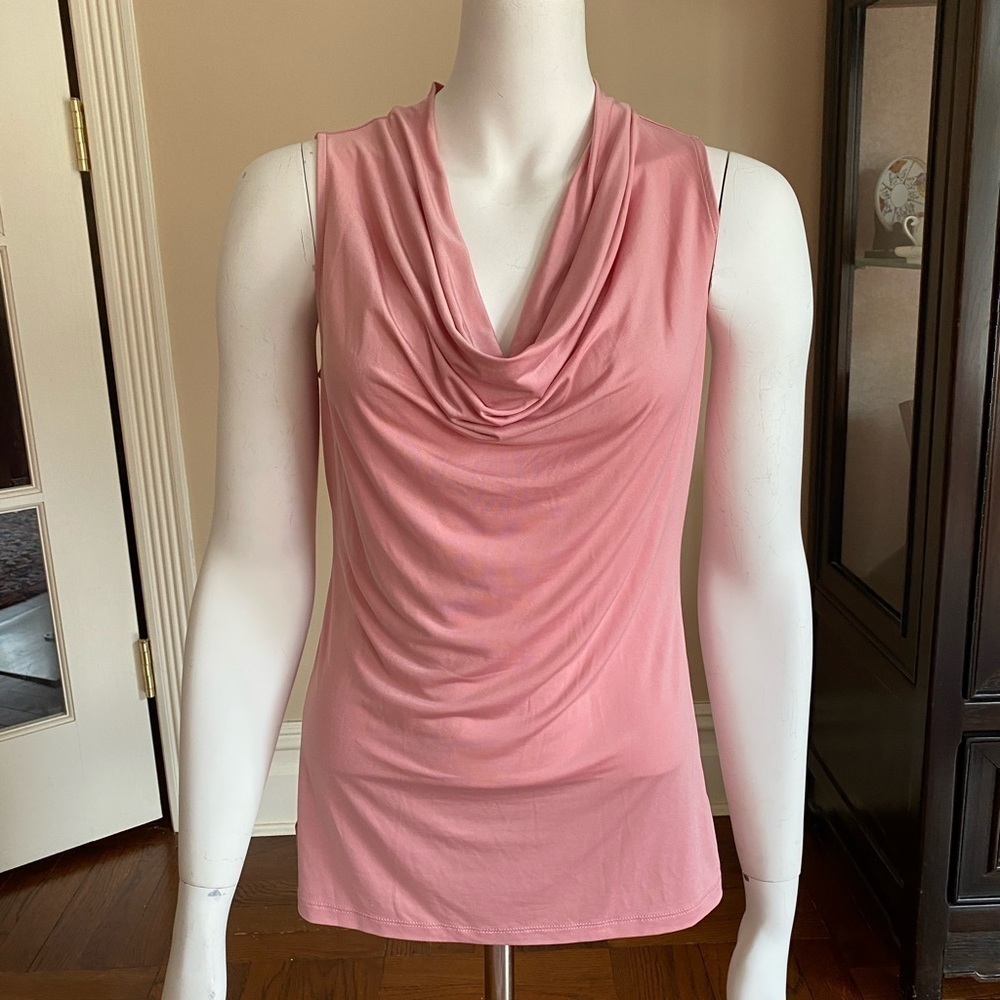 Worthington Soft Pink Drape Sleeveless Top Sz S